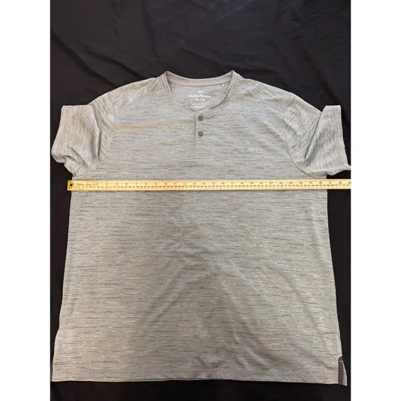 Tommy Bahama Mens XXL Gray Space Dye Short Sleeve Henley Performance Shirt - Picture 5 of 6